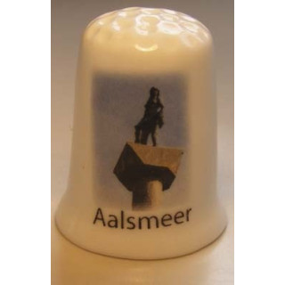 Aalsmeer Flora standbeeld van brons op een porselein vingerhoedje