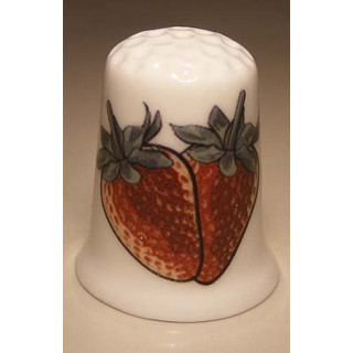 Drawn Strawberry Porcelain Thimble