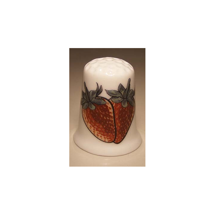 Drawn Strawberry Porcelain Thimble