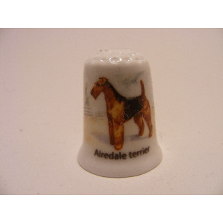 Airedale terier hond getekend vingerhoedje