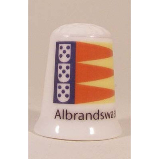 Albrandswaard Nederlandse gemeentevlag op een porselein vingerhoedje