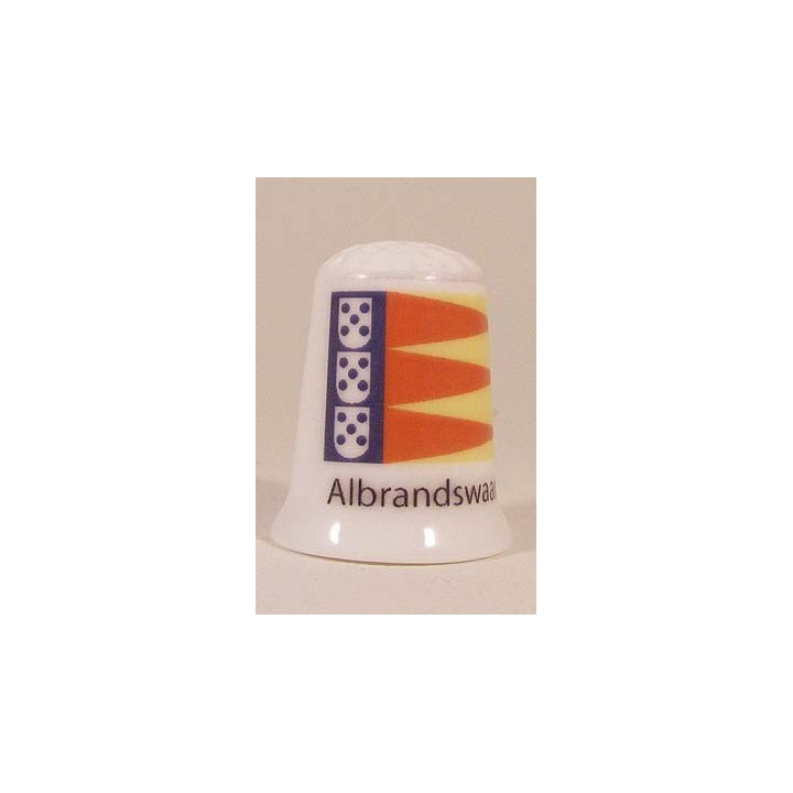 Albrandswaard Nederlandse gemeentevlag op een porselein vingerhoedje