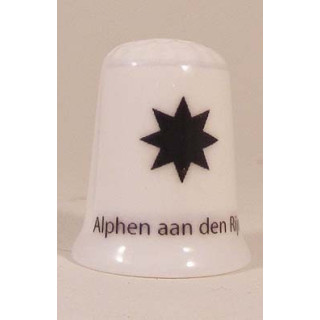 Alphen aan den Rijn Nederlandse gemeentevlag op een porselein vingerhoedje