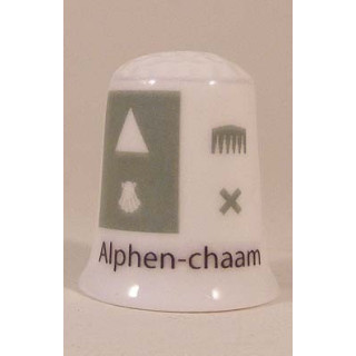 Alphen Chaam Nederlandse gemeentevlag op een porselein vingerhoedje