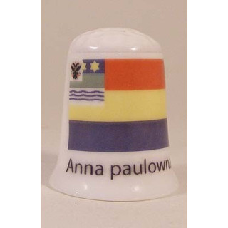 Anna Paulowna Nederlandse gemeentevlag op een porselein vingerhoedje