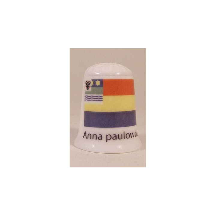 Anna Paulowna Nederlandse gemeentevlag op een porselein vingerhoedje