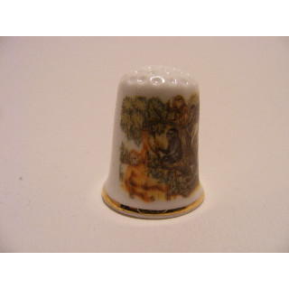 Apen in boom vingerhoedje met goud randje