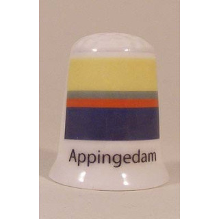Appingedam Nederlandse gemeentevlag op een porselein vingerhoedje