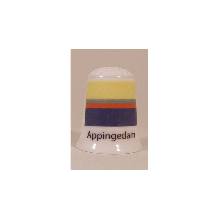 Appingedam Nederlandse gemeentevlag op een porselein vingerhoedje