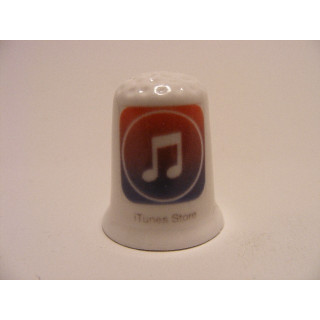 Apple icoon itunes store afbeelding op een porselein vingerhoedje