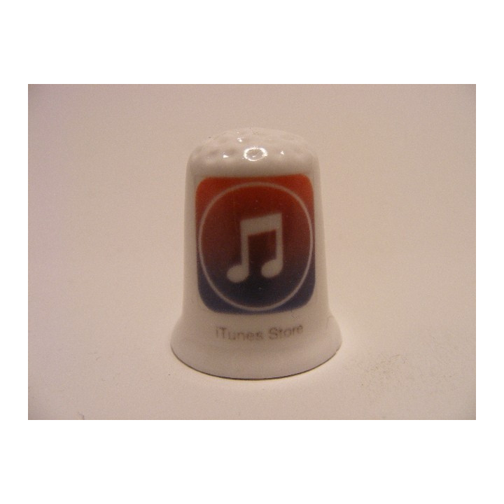 Apple icoon itunes store afbeelding op een porselein vingerhoedje