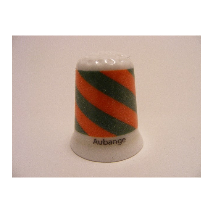 Aubange vlag Belgie op een porselein vingerhoedje