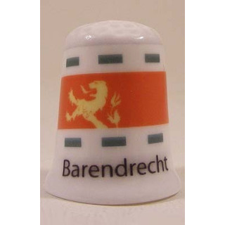 Barendrecht Nederlandse gemeentevlag op een porselein vingerhoedje