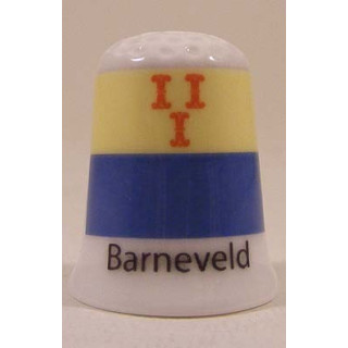 Barneveld Nederlandse gemeentevlag op een porselein vingerhoedje