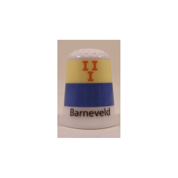 Barneveld Nederlandse gemeentevlag op een porselein vingerhoedje