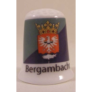 Bergambacht Nederlandse gemeentevlag op een porselein vingerhoedje