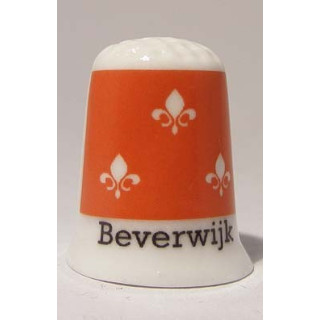 Beverwijk Nederlandse gemeentevlag op een porselein vingerhoedje