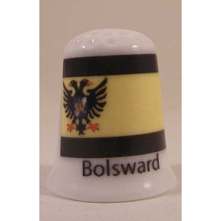 Bolsward Nederlandse gemeentevlag op een porselein vingerhoedje