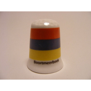 Boortmeerbeek vlag Belgie op een porselein vingerhoedje