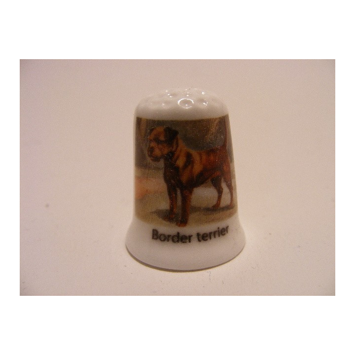 Border terrier hond getekend vingerhoedje