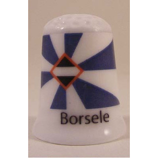 Borsele Nederlandse gemeentevlag op een porselein vingerhoedje