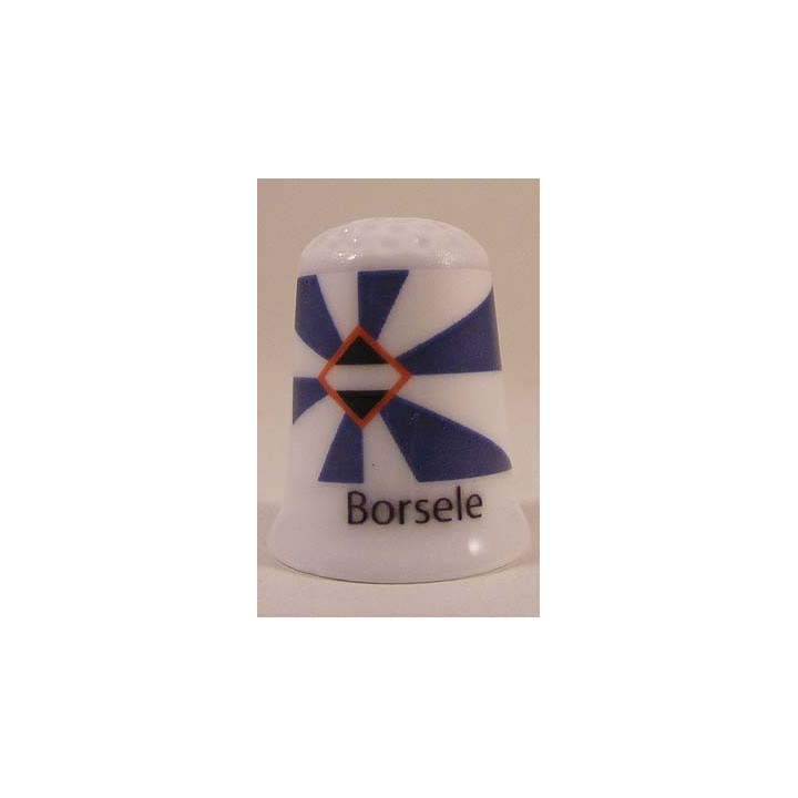 Borsele Nederlandse gemeentevlag op een porselein vingerhoedje