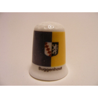 Buggenhout vlag Belgie op een porselein vingerhoedje