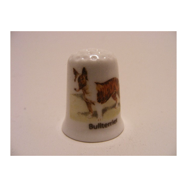 Bullterrier hond getekend vingerhoedje