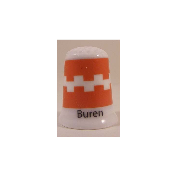 Buren Nederlandse gemeentevlag op een porselein vingerhoedje