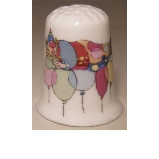 Clown met ballonnen tekening vingerhoedje