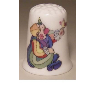 Clown met speelgoed tekening vingerhoedje