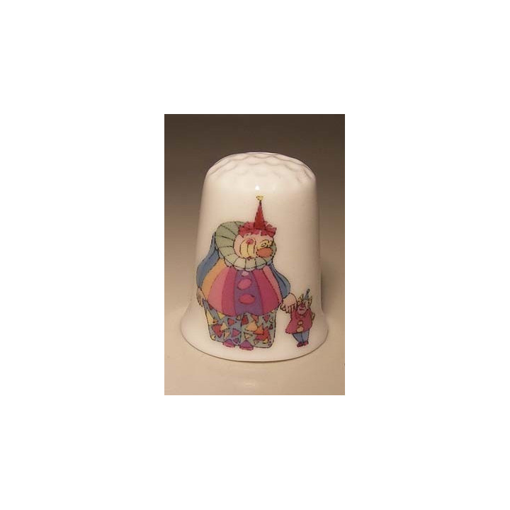 Clown met kleine vriend tekening vingerhoedje