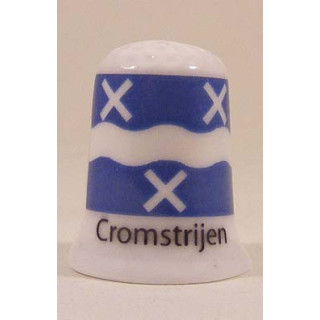 Cromstrijen Nederlandse gemeentevlag op een porselein vingerhoedje