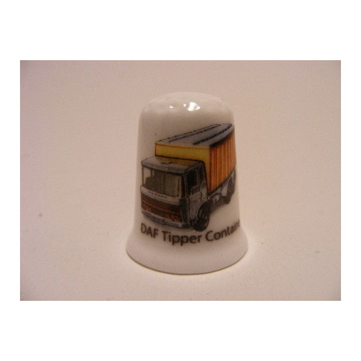 Daf Tipper vrachtwagen afbeelding op een porselein vingerhoedje Daf Tipper vrachtwagen afbeelding op een porselein vingerhoedje