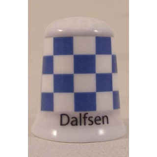 Dalfsen Nederlandse gemeentevlag op een porselein vingerhoedje