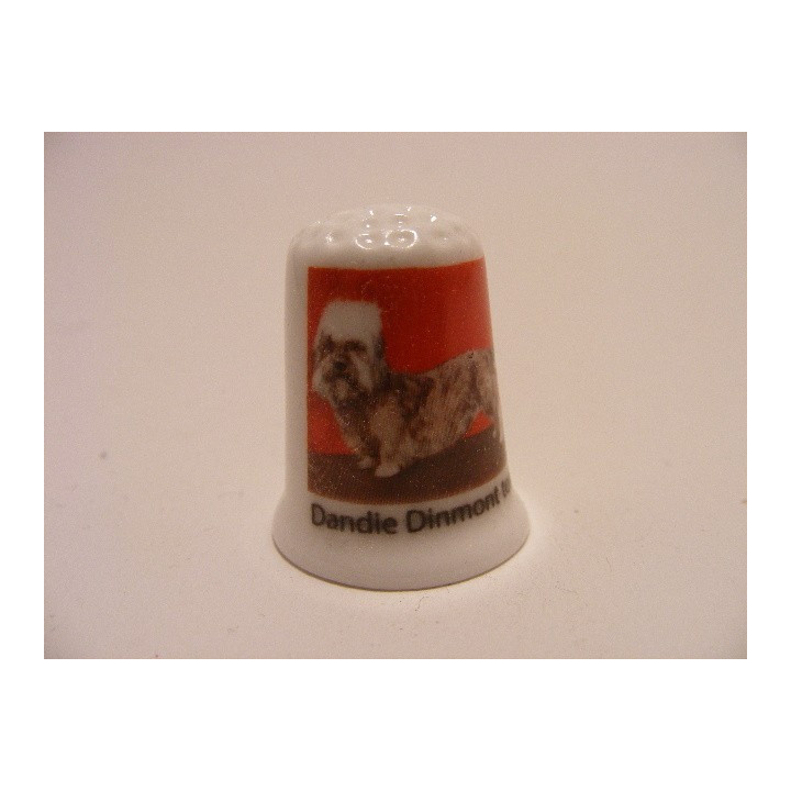 Dandle Dinmont terier hond getekend vingerhoedje