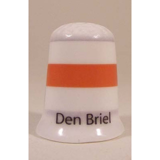 Den Briel Nederlandse gemeentevlag op een porselein vingerhoedje