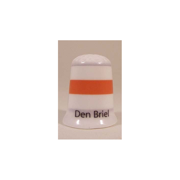 Den Briel Nederlandse gemeentevlag op een porselein vingerhoedje