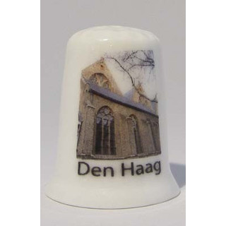 Den Haag kerk op een porselein vingerhoedje