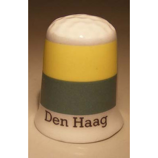 Den Haag Nederlandse gemeentevlag op een porselein vingerhoedje