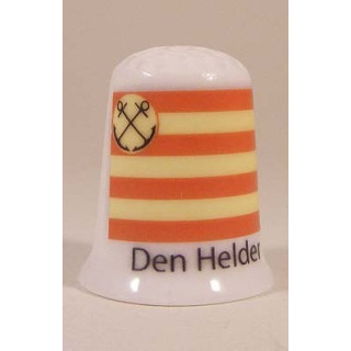 Den Helder Nederlandse gemeentevlag op een porselein vingerhoedje