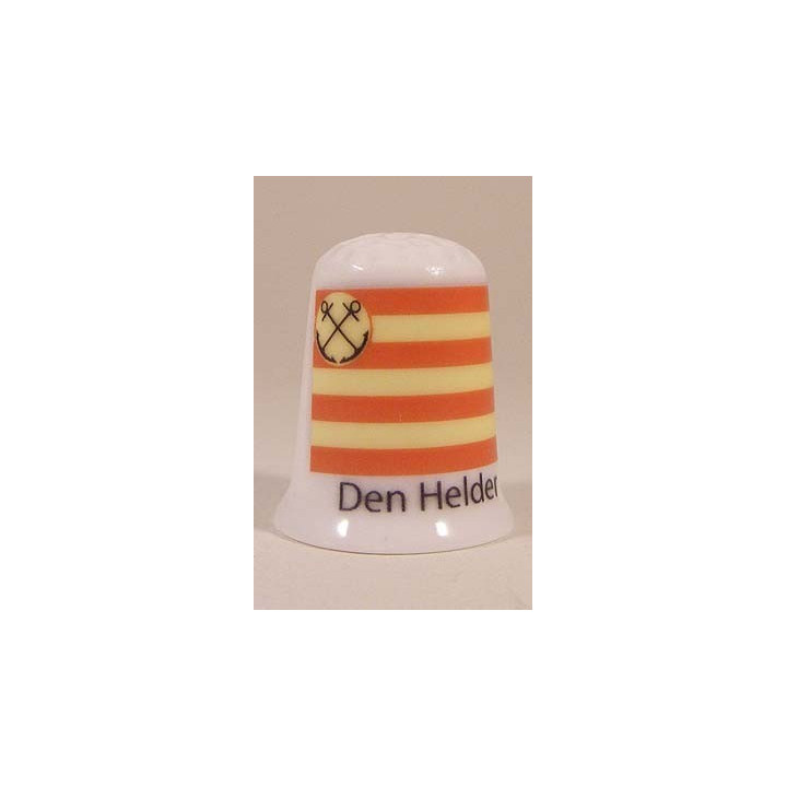 Den Helder Nederlandse gemeentevlag op een porselein vingerhoedje