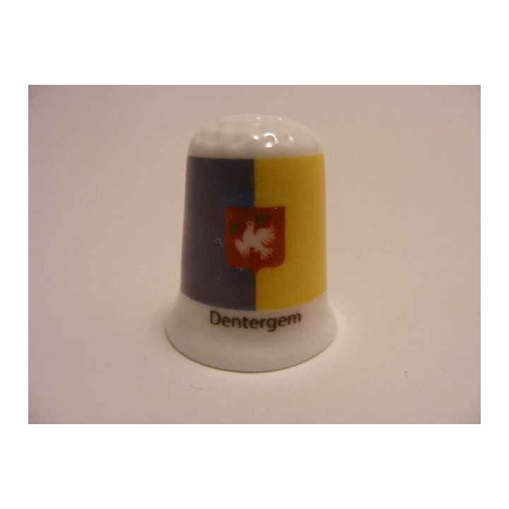 Dentergem vlag Belgie op een porselein vingerhoedje Dentergem vlag Belgie op een porselein vingerhoedje