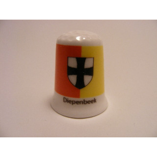 Diepenbeek vlag Belgie op een porselein vingerhoedje Diepenbeek vlag Belgie op een porselein vingerhoedje