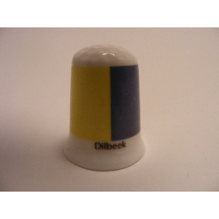 Dilbeek vlag Belgie op een porselein vingerhoedje