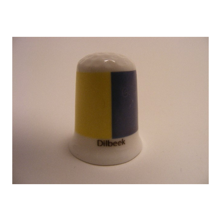 Dilbeek vlag Belgie op een porselein vingerhoedje