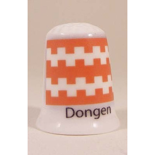 Dongen Nederlandse gemeentevlag op een porselein vingerhoedje