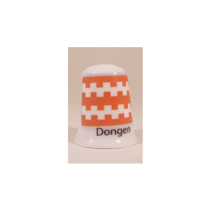 Dongen Nederlandse gemeentevlag op een porselein vingerhoedje