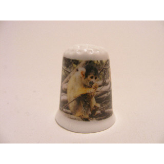 Doodshoofdaapje met tak vingerhoedje