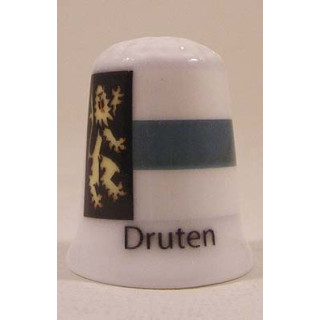 Druten Nederlandse gemeentevlag op een porselein vingerhoedje